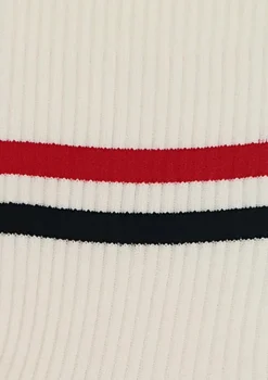 Skarpetki unisex za kostkę z białej prążkowanej dzianiny z kolorowymi paskami Striped