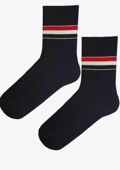 Skarpetki unisex za kostkę z czarnej prążkowanej dzianiny z kolorowymi paskami Striped