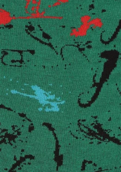 Skarpety męskie bawełniane zielone w artystyczne kleksy Splash Marilyn
