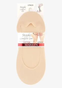 Stopki damskie beżowe o niskim profilu z elastycznego materiału 2pak - Comfort Low