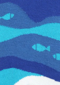 Stopki damskie z grafiką fal i rybek Footies Fish Marilyn