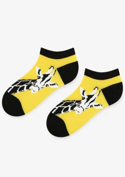 Stopki damskie z grafiką żyrafy na wyrazistym żółtym tle Giraffe Marilyn