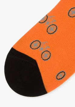 Stopki męskie pomarańczowe z grafiką rowerową Bikes 2 Marilyn
