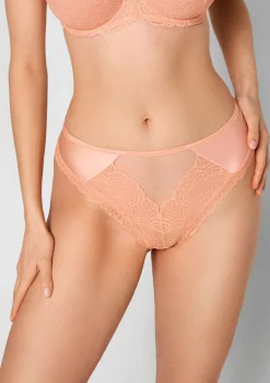 Stringi damskie koronkowo satynowe w melonowym kolorze Melon Poupee Marilyn