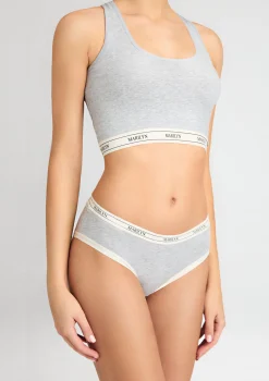 Szary tank-top z oddychającej bawełny z elastyczną taśmą - Denise