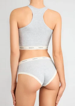 Szary tank-top z oddychającej bawełny z elastyczną taśmą - Denise
