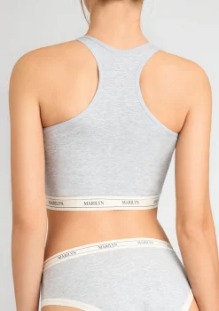 Szary tank-top z oddychającej bawełny z elastyczną taśmą - Denise