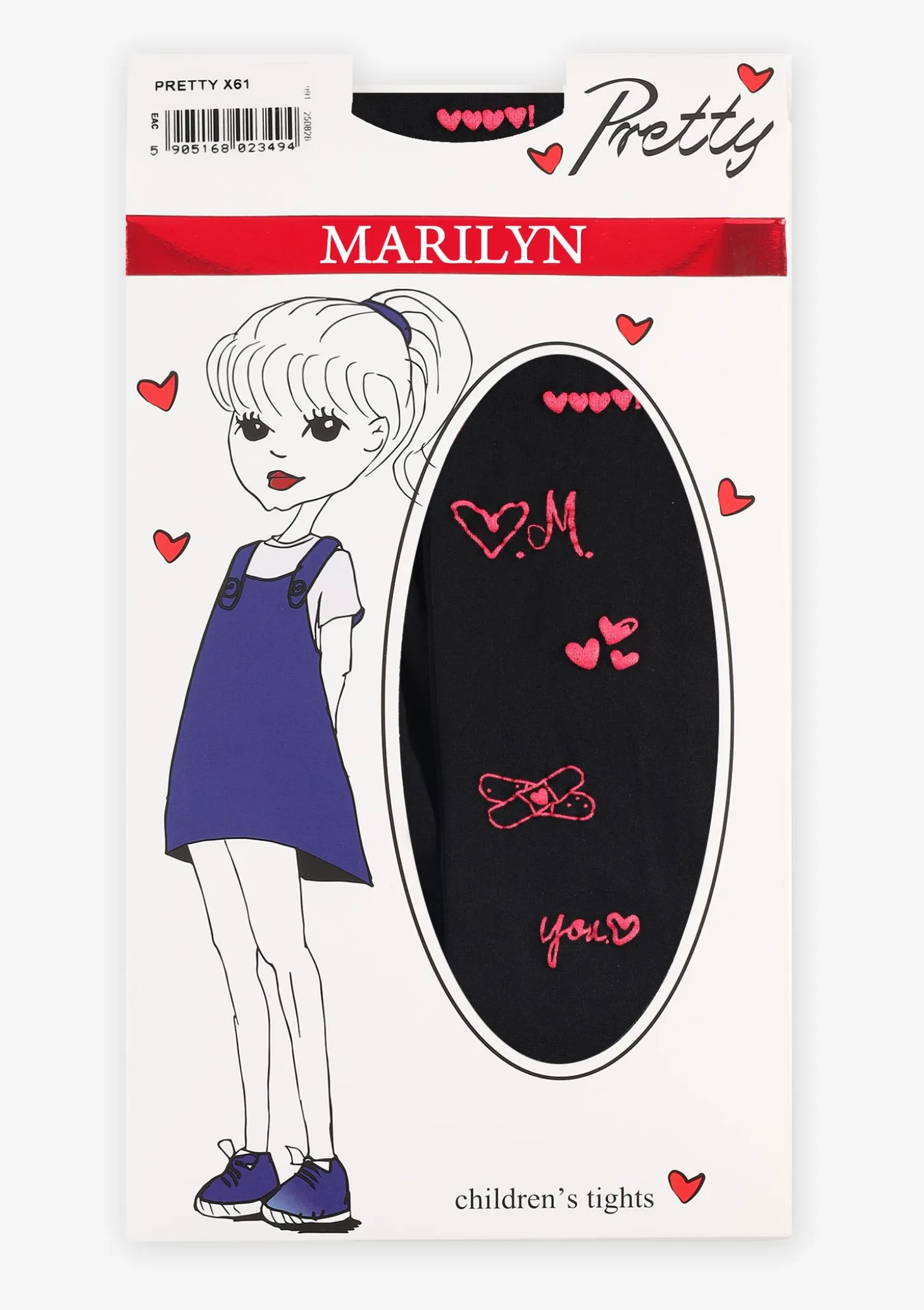 Wzorzyste rajstopy dziecięce z mikrofibry Pretty X61 Marilyn