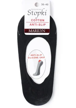 Bawełniane Stopki Damskie z Silikonem Cotton Anti-Slip Black Marilyn