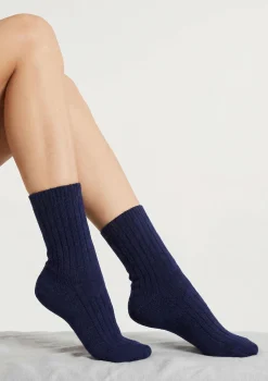 Ciepłe skarpetki damskie prążkowane z naturalnej bawełny - Angora F28