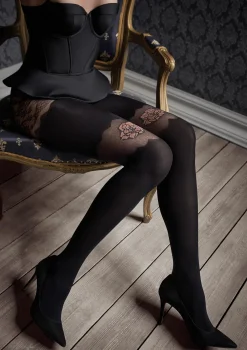Eleganckie Rajstopy z Brokatowym Kwiatem Patrizia Gucci for Marilyn G49 Marilyn