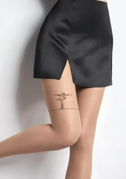 Gładkie Rajstopy z Grafiką Baletnicy Na Udzie Emmy S06 Marilyn