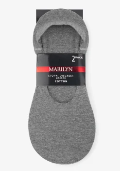Gładkie szare stopki unisex z silikonem 2pak - Discreet