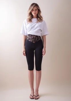 Legginsy capri z koronkowym panelem - Mia