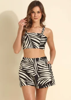 Lniany tank top plażowy - Safari