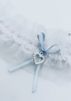 Podwiązka ślubna z biżuteryjnym dodatkiem - White Dream 01