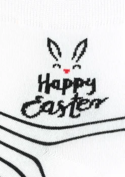 Skarpetki damskie białe w czarne paseczki i uszka króliczka SC Easter Bunny 23 Marilyn